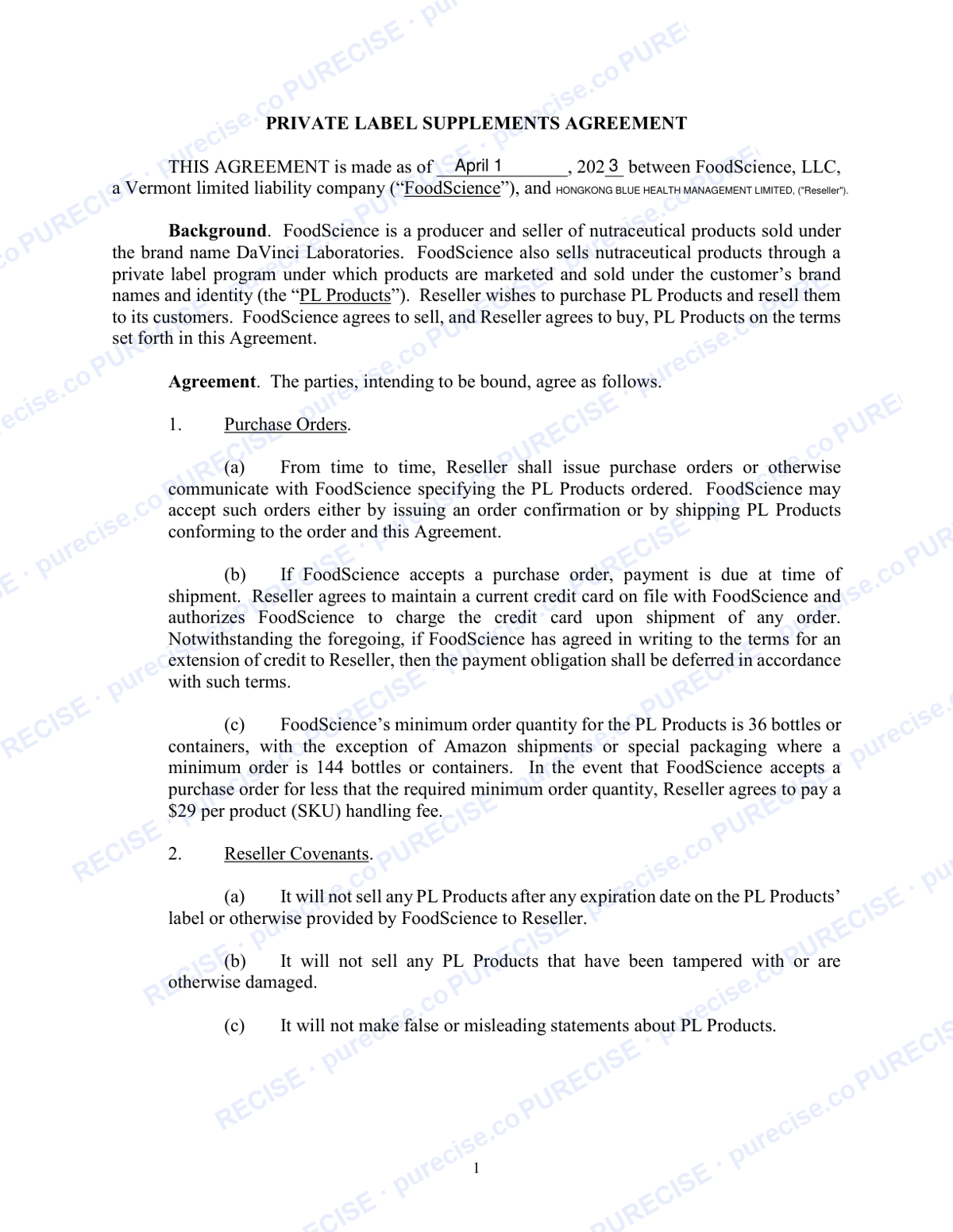Private-Label Agreement