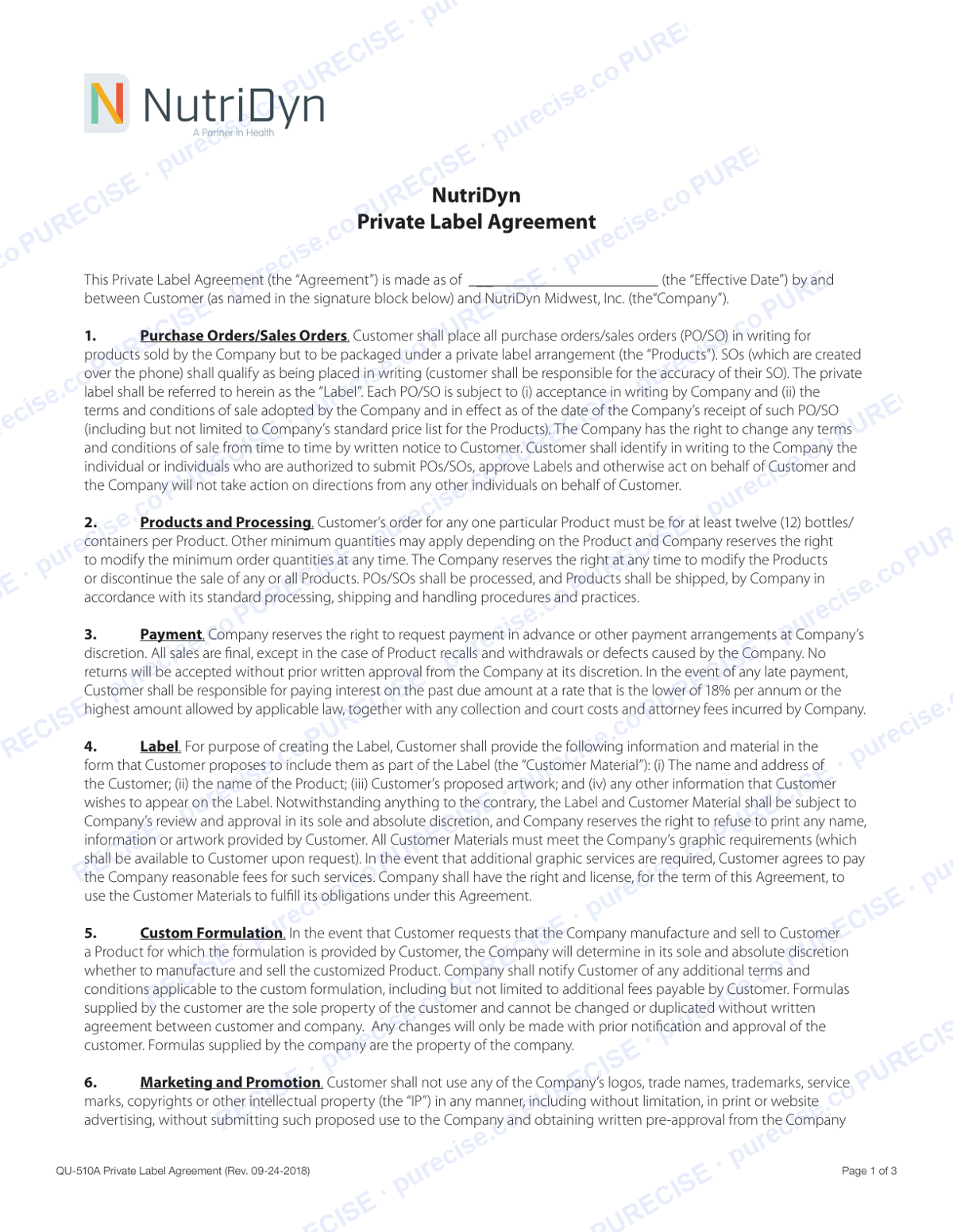 Private-Label Agreement